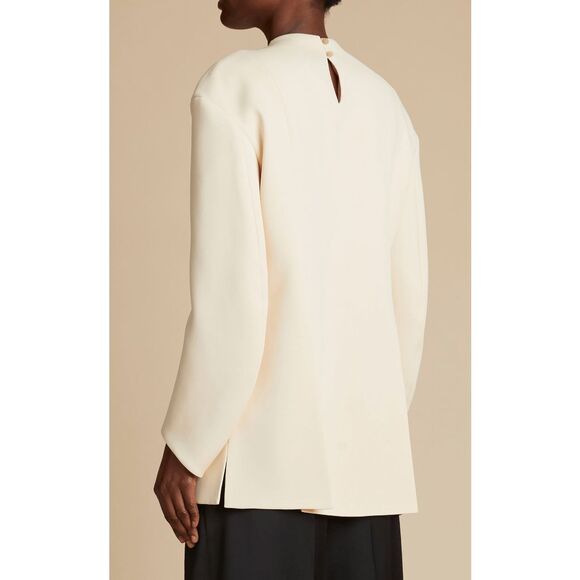Khaite Mahni Crepe Satin Top in Ivory Size US 2 $1880 - Picture 3 of 11